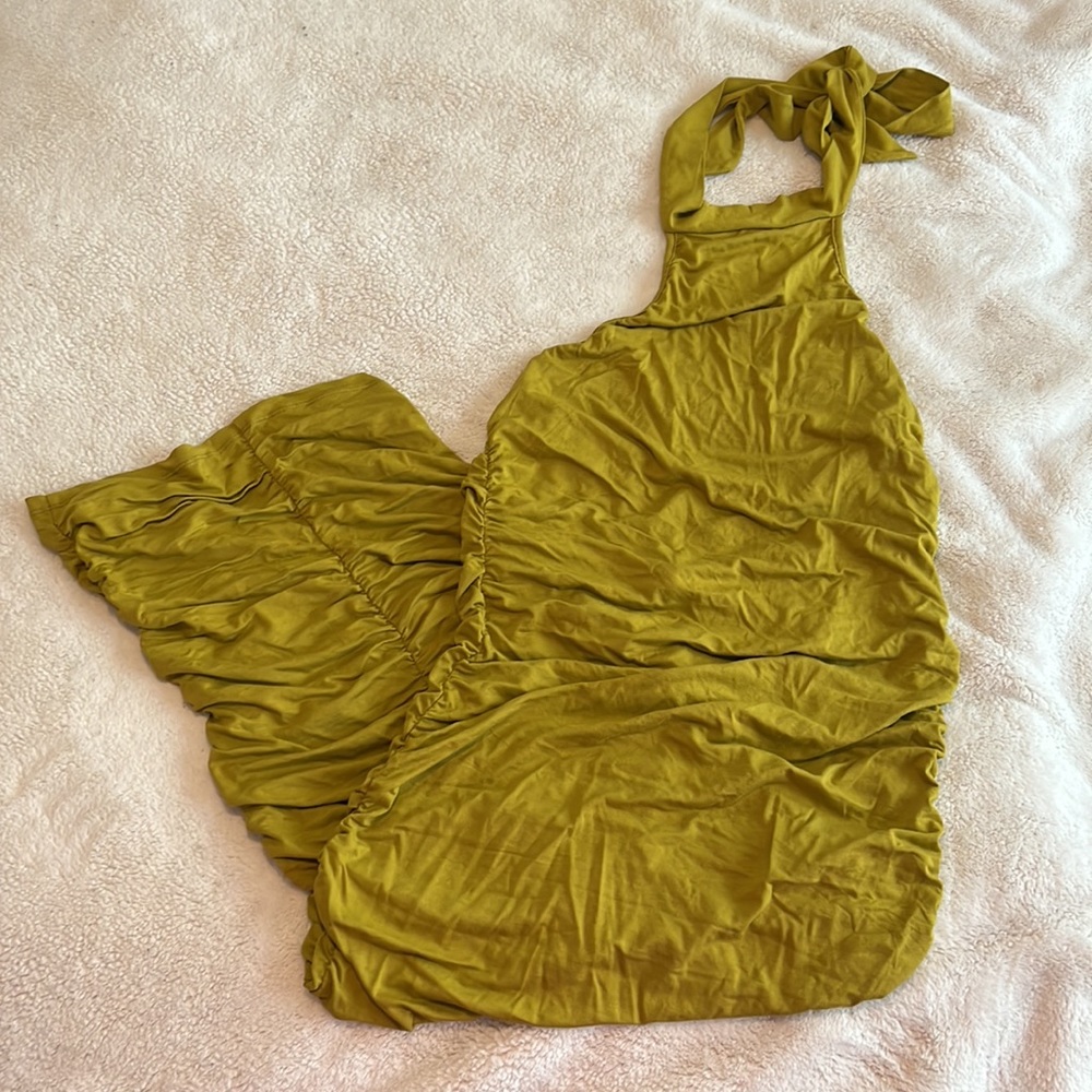 ASOS RUCHED HALTER MIDI DRESS - Picture 2 of 2